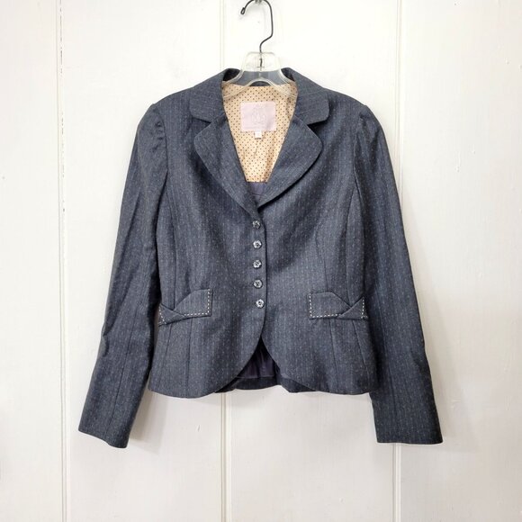 Rebecca Taylor Navy Pindot Blazer Jacket Women's Size 2 - Picture 4 of 5